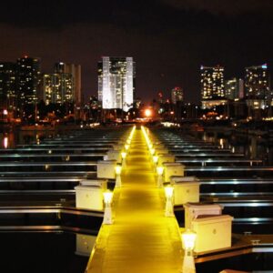 Illuminated pier at night