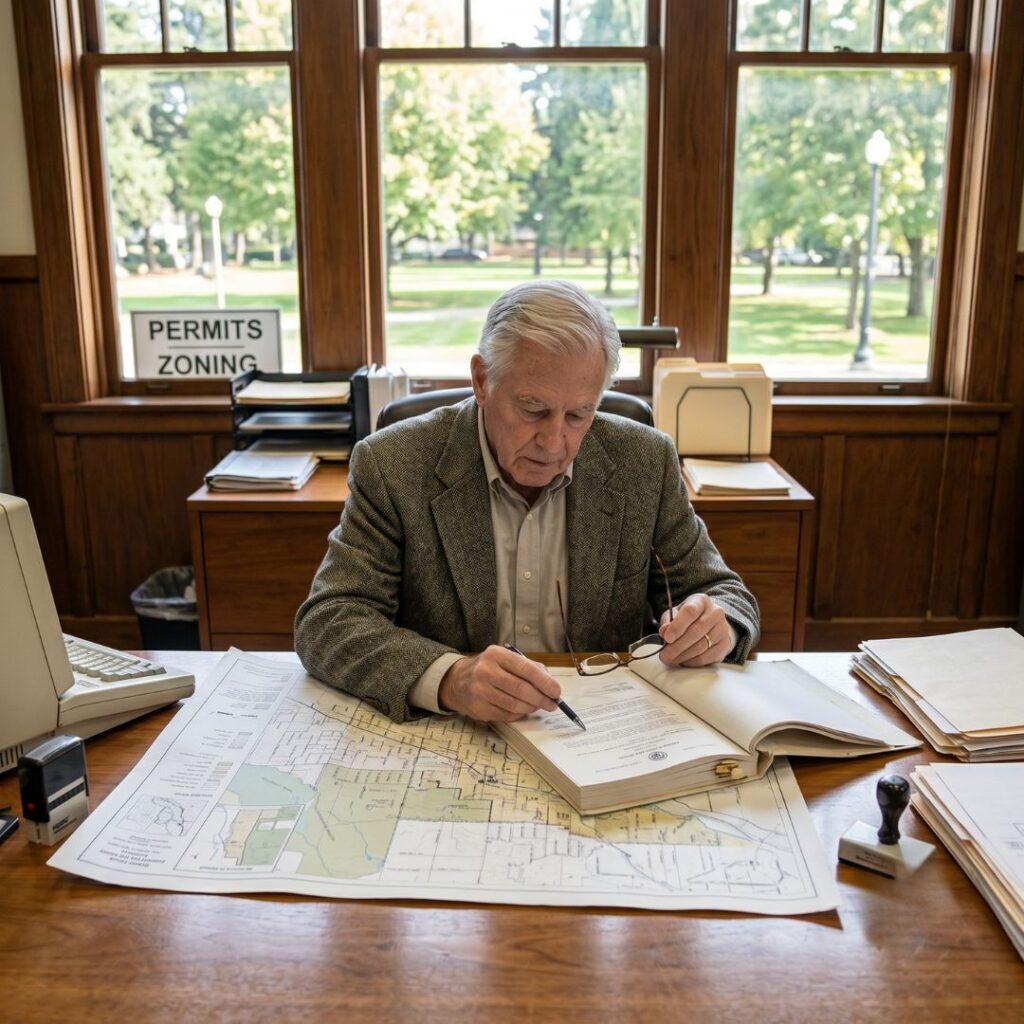 man in permitting and zoning office