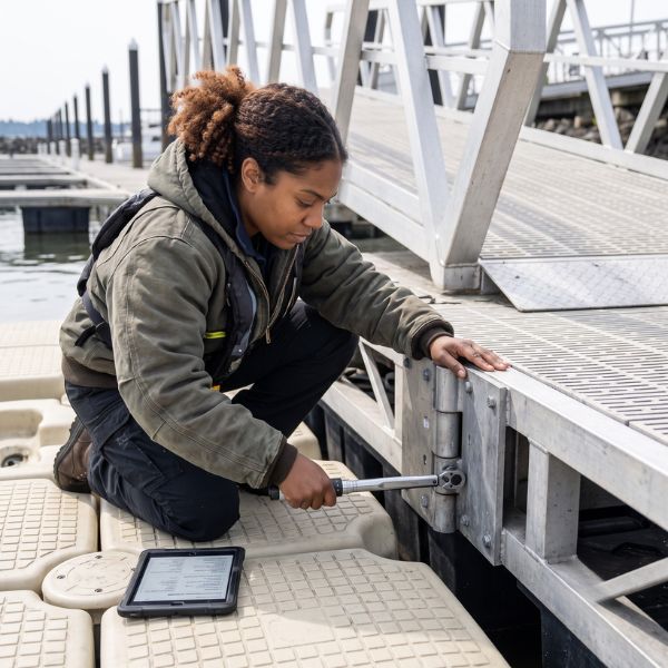 woman maintaining dock