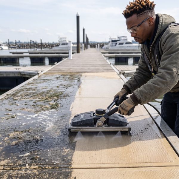 man maintaining dock